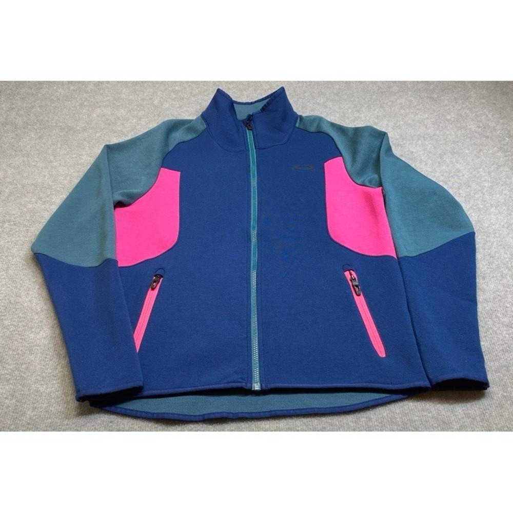 Oakley Jacket Women Small Blue Pink Colorblock Performance Fit Full Zip 11478